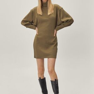 Nasty Gal Olive Turtleneck Mini Dress